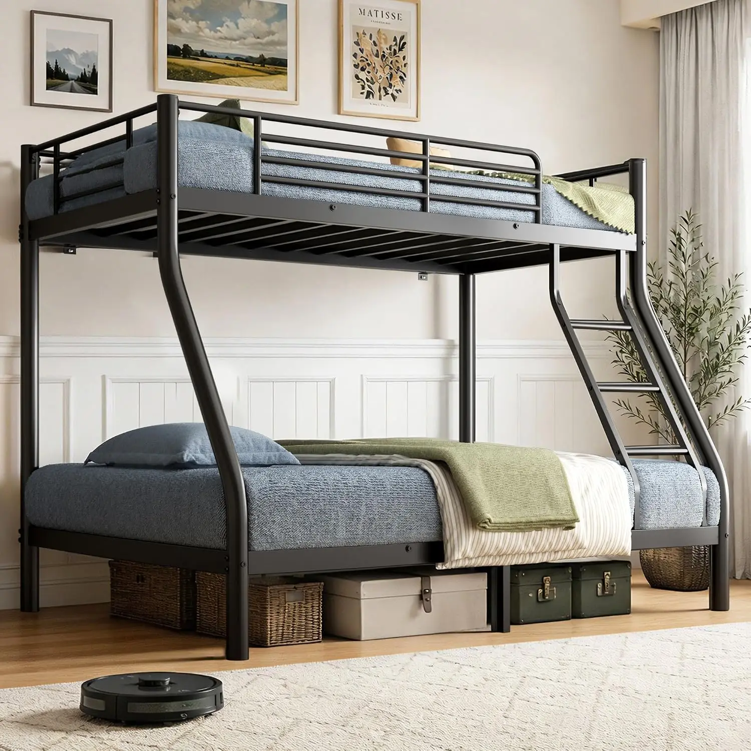 Bunk Beds Twin Over Full Size, Enhanced Safety & Stability, Customized