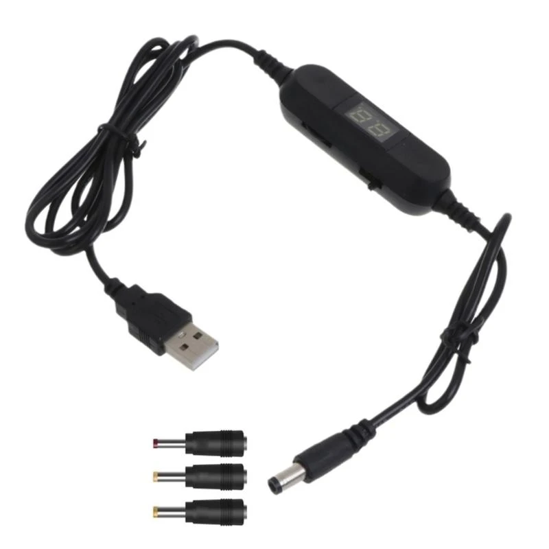 USB 5V bis 1,5 V 3V 4,5 V 6V 7,5 V 9V 12V 2,5mm/3,5mm/4,0mm/5,5mm einstellbares Spannungs kabel mit LED-Anzeige für Spielzeugs piele