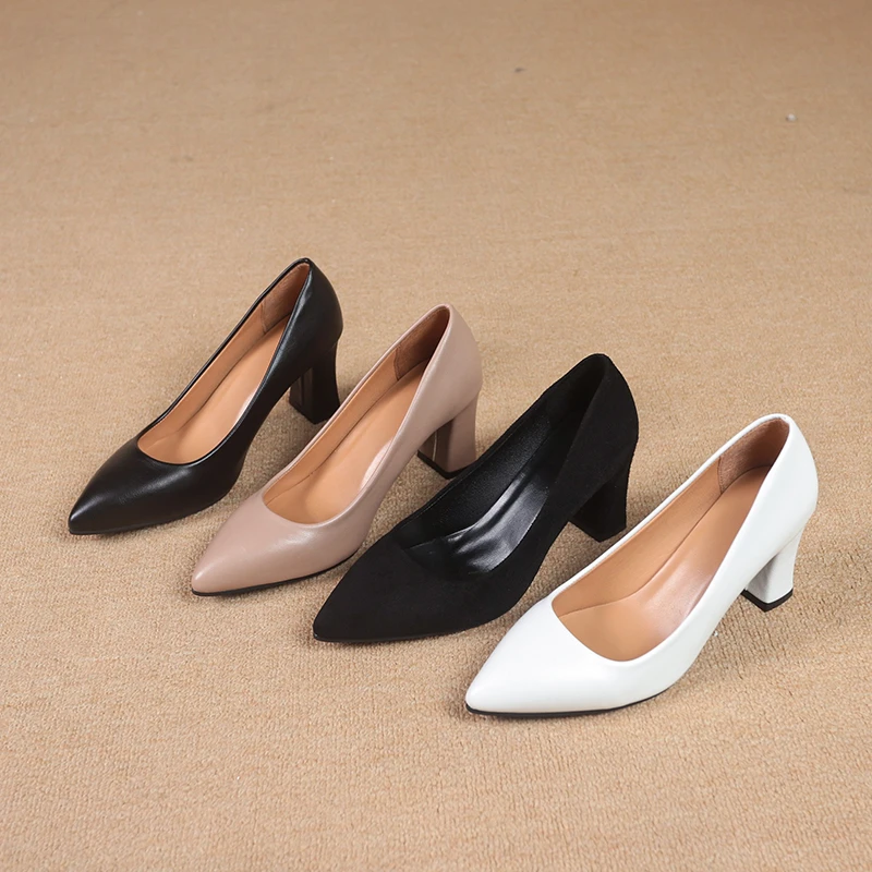 

Block Heel High Heels Women's 2026 New Pointed Toe Versatile Professional Work Single Shoes