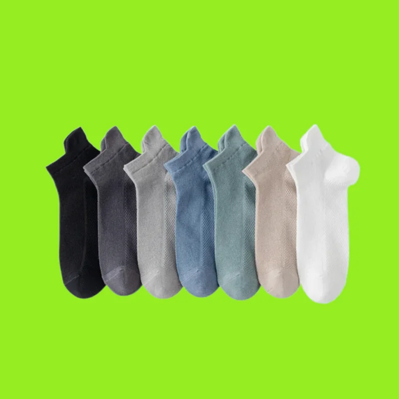 5/10 Pairs Mesh Low-top Solid Color Cotton Socks Sweat-absorbent Breathable Anti-pilling Ear 2024 New Boat Socks Fashion Socks