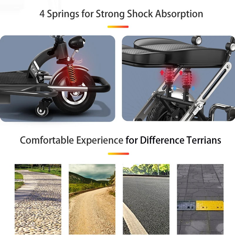 Long Distance Elderly Travel Foldable Portable Tricycles Disabled Handicapped Folding Mobility Scooter for Seniors