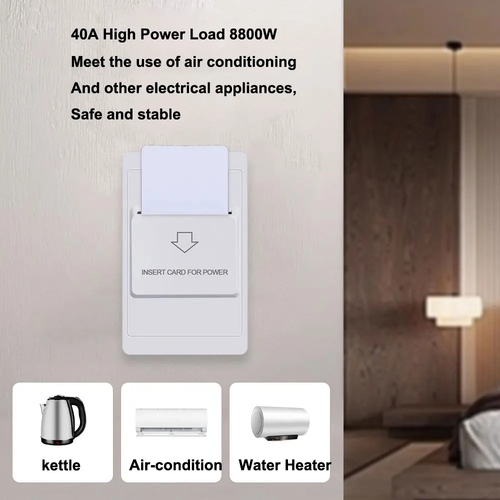 10pcs RFID Smart Hotel Room Key Card Insert Power Switch Low Frequency 125K ID/T57 Card Induction 100-250V Wide Voltage 40A