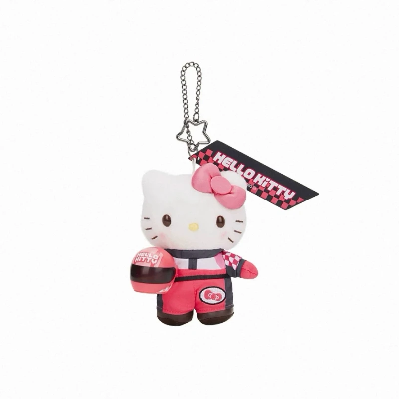 

Sanrio Racing Car Doll Series Kitty Melody Kuromi and Plush Toy Gift Box Key Chain Card Holder Cartoon Kawaii Anime Plush Toy