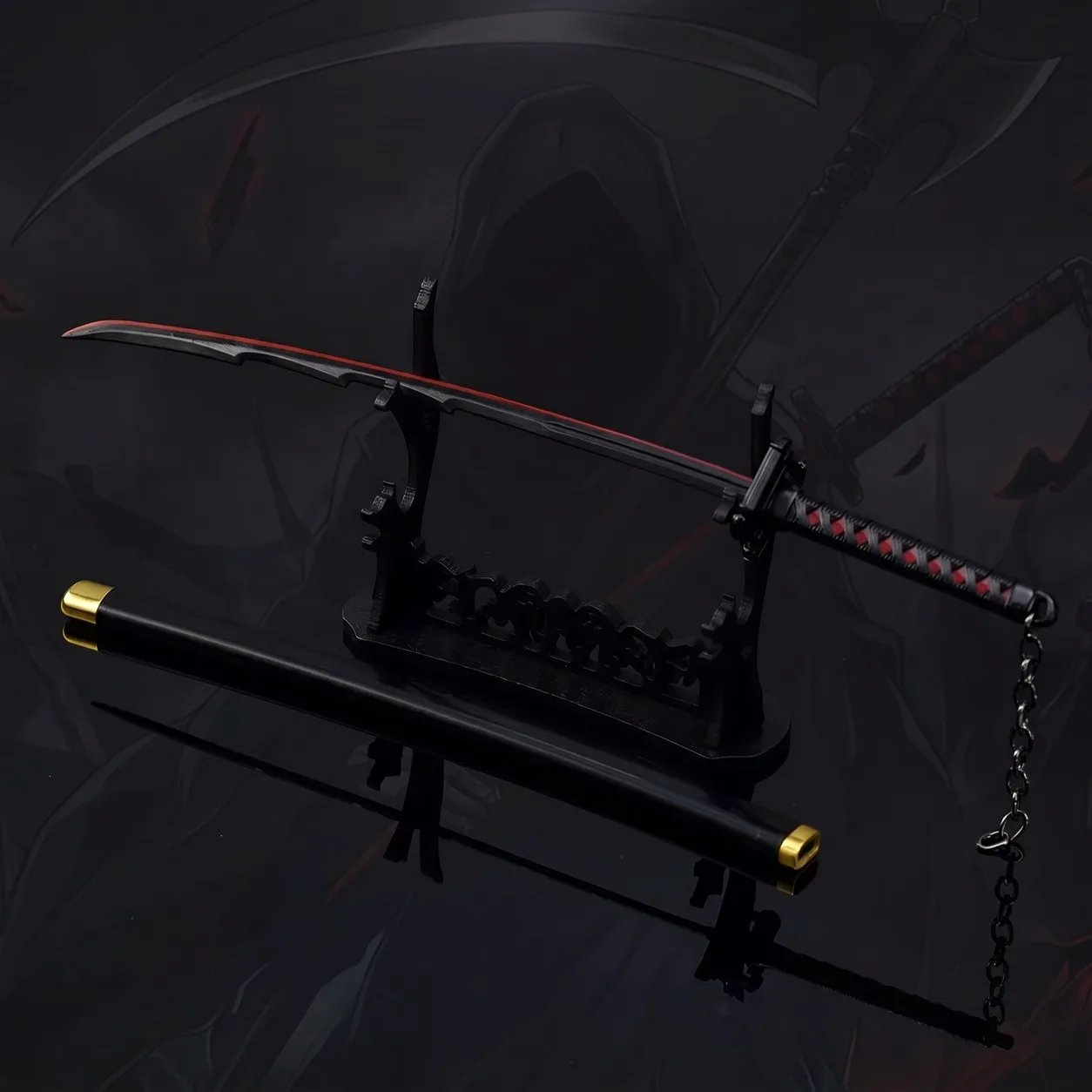 Bleach Style Mini Katana Stand Set Safe Unsharpened Sabre Blade Ninja Knife Decorative Cosplay Display Photo Prop