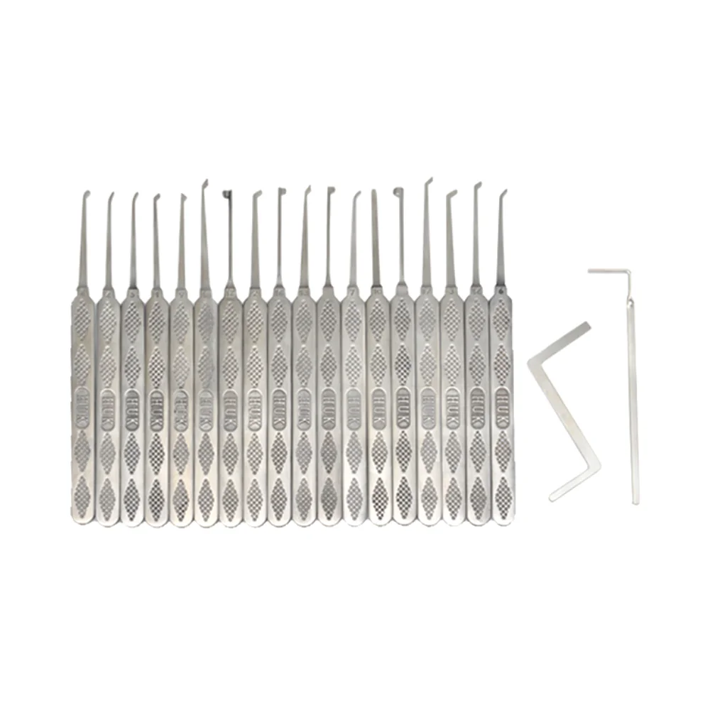 HUK High Quality 18 pieces lock pick hook set Civil lock all-steel tool For hook pick tools portable locksmith tools