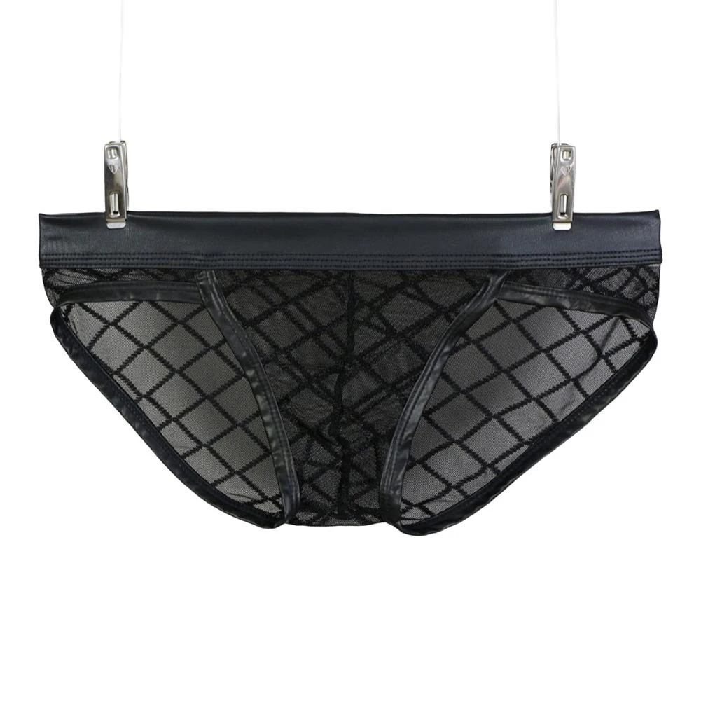 

Men's Low Waist Breathable Mesh Plaid Underpants with Pouch Design for Comfortable Daily Wear and Enhanced Support