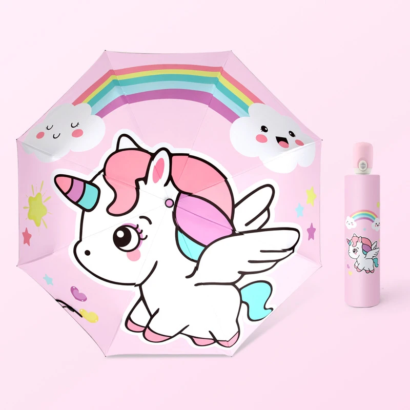 Folding Umbrella,Cute Unicorn,dinosaur,Spaceship Little Tiger,Fashion Sunscreen Umbrella,Reflective stripe design umbrella