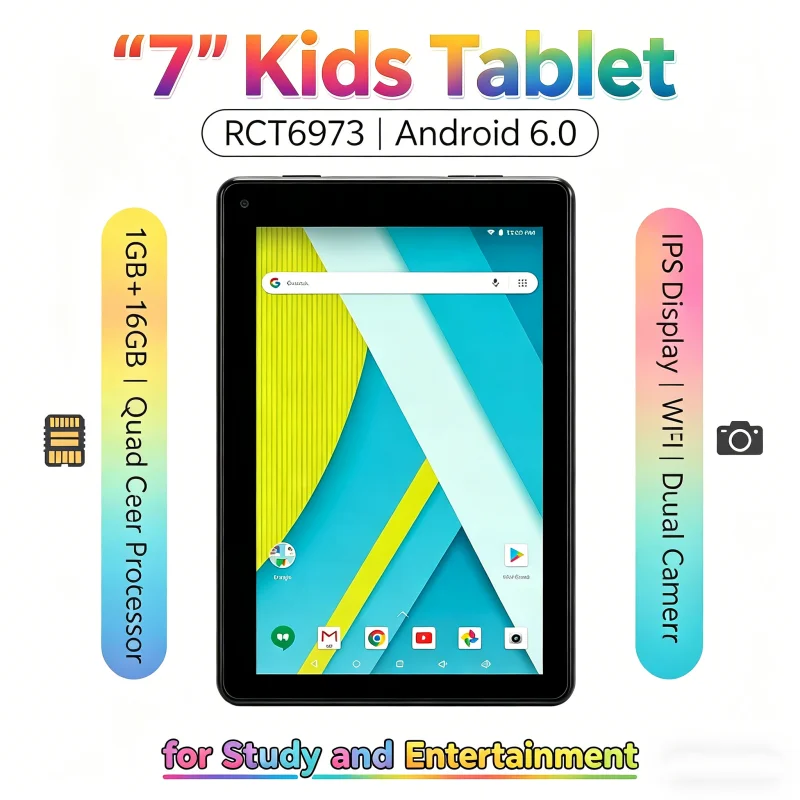 7 INCH T10 RCT6973 Android 6.0 Tablet PC 1GB RAM 16GB ROM 1024 X 600 Pixels Sofiaboard RK30sdk Quad-Core Processor 1.2GHz