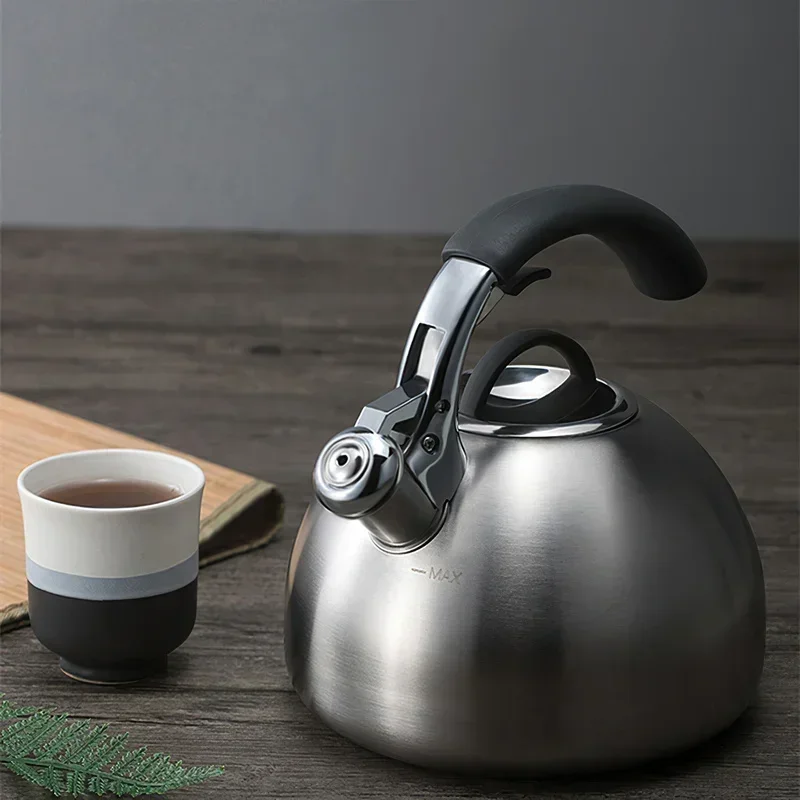 2.5L  Whistling Kettle 304 Stainless Steel Large Teapot Boil Water Teakettle Food Grade Household Gas Stove Induction Cooker