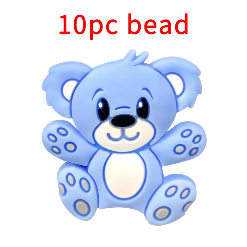 10pcs Silicone Elephant Bear Rainbow Unicorn Beads Silicone Baby Teething Beads Cartoon Teething Toy Pacifier Chain Accessories image 3