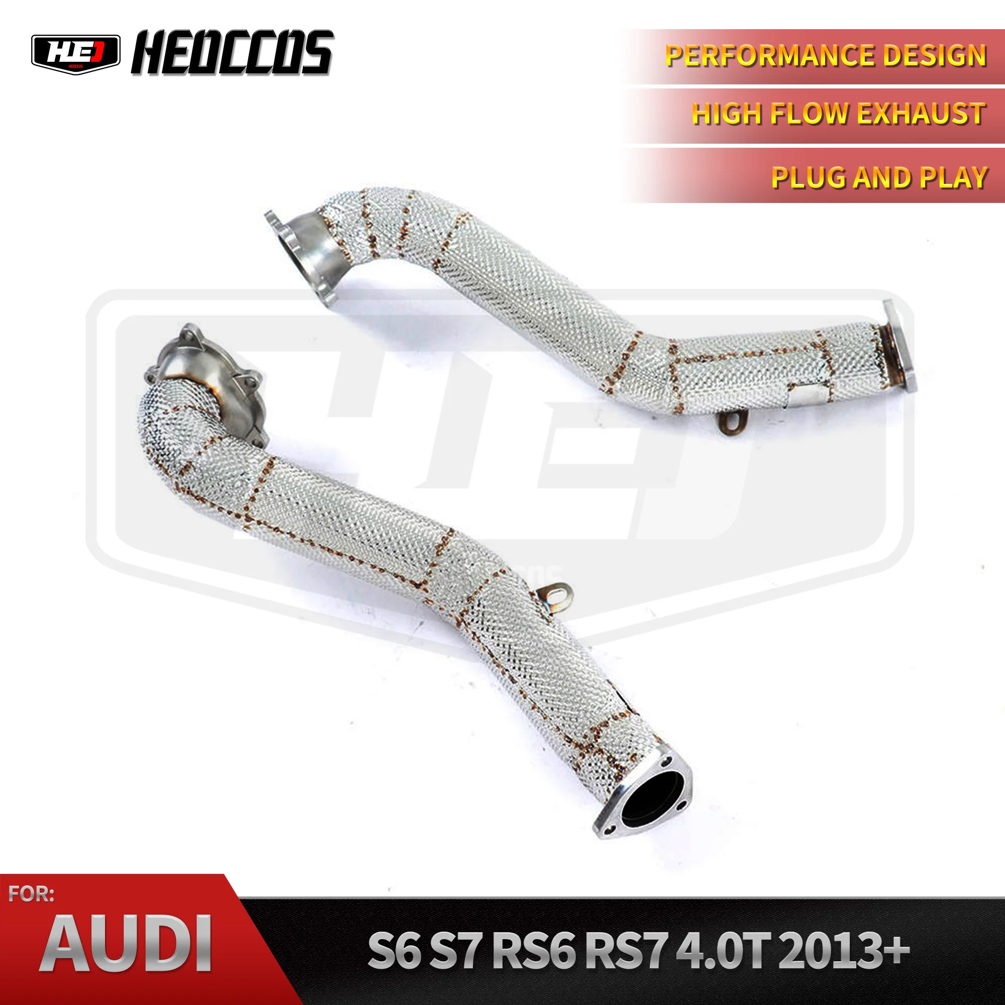 

HEO 304 Stainless Steel High Quality Exhaust Downpipe with Heat Shield for audi S6 S7 S8 RS6 RS7 C7 4.0T