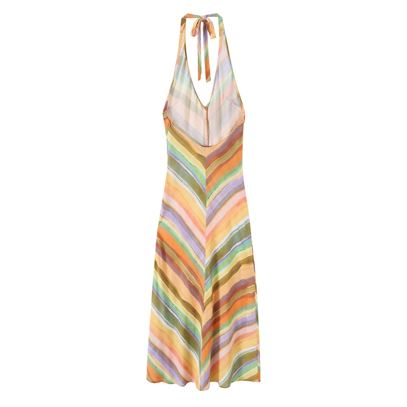 Guobioziy Women's Striped Dress 2026 Summer Collection Multi-Colored Design French Casual Fashion Premium Luxury Style