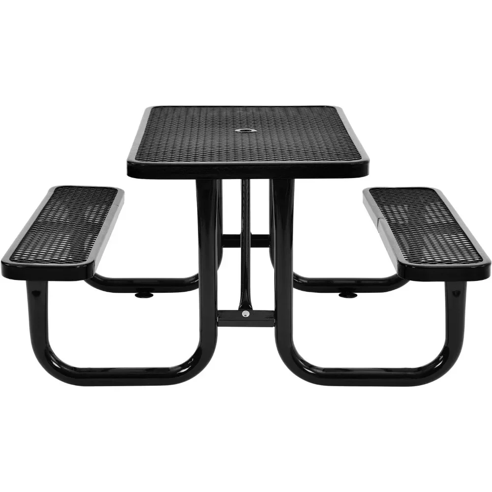 Picnic Table4ft.Expanded Rectangular Steel , Tabletop features an opening to accept an umbrella a pole of up to1-1/2