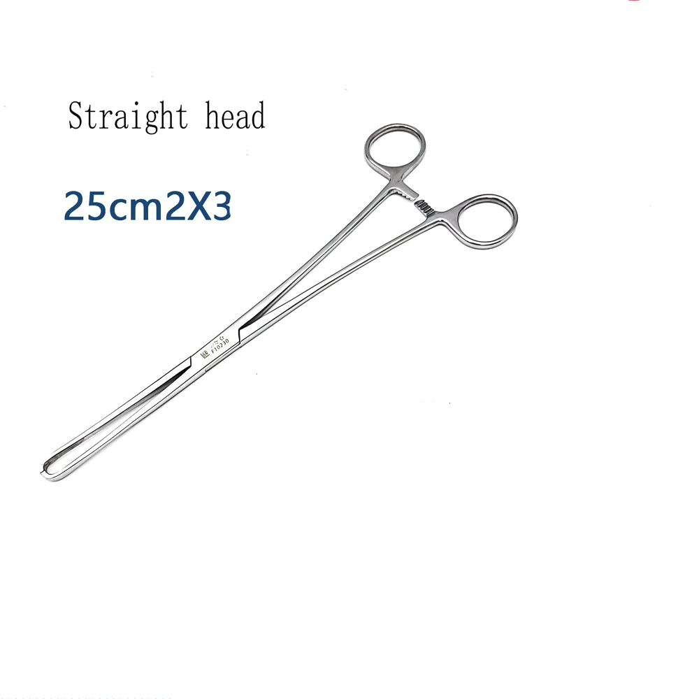 Zhangjiagang-Medical aço inoxidável Alicerces cervicais, Bend reta, Fórceps, 25cm