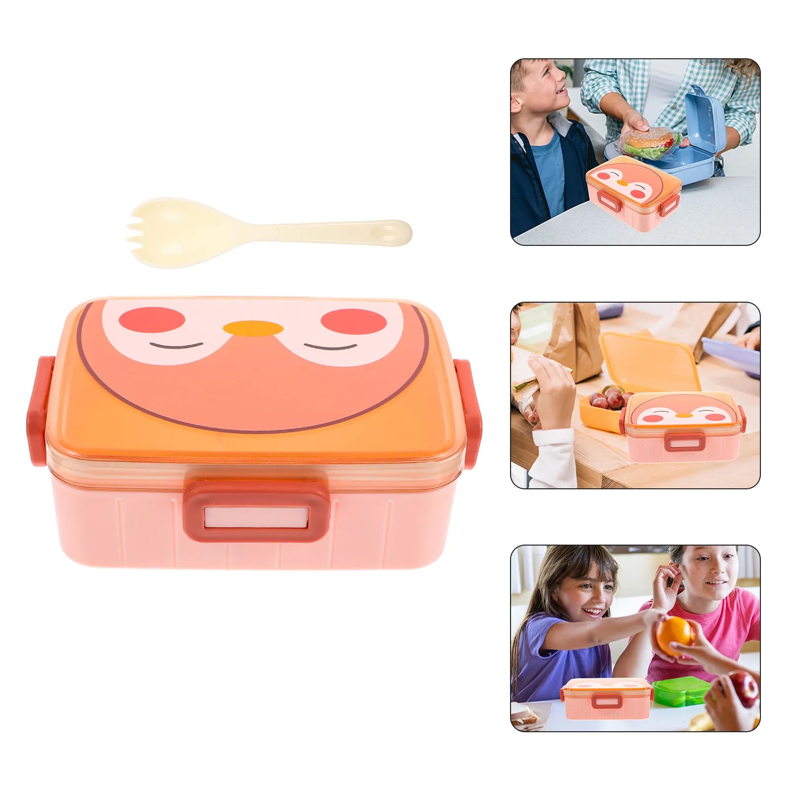 

Детский пластиковый ланч-бокс Bento Box, многоразовый, с мультяшным дизайном, большой вместимости, герметичный, для фруктов