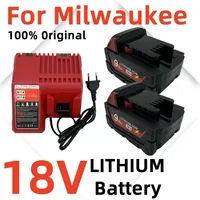 For Milwaukee M18 Power Tool Battery, Charger, 18V 9000mAh, BR, XC, 18V, M18B5, 48-11-1860, Built-in