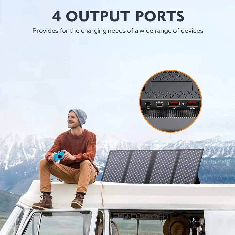 60W ポータブルソーラーパネル充電器、屋外電源ステーション用の18V DCコンセント付き