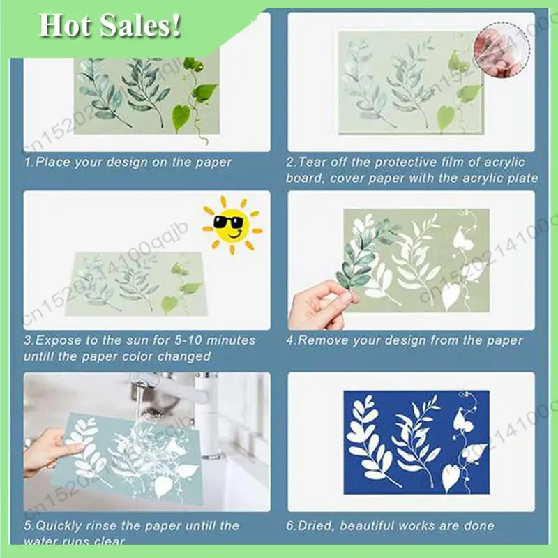 -FDDT 96Pcs Sun Print Paper, A5 Sun Art Paper With 1 Plastic Tool For Sun Printing Light Sensitive Solar Photography Paper Kit