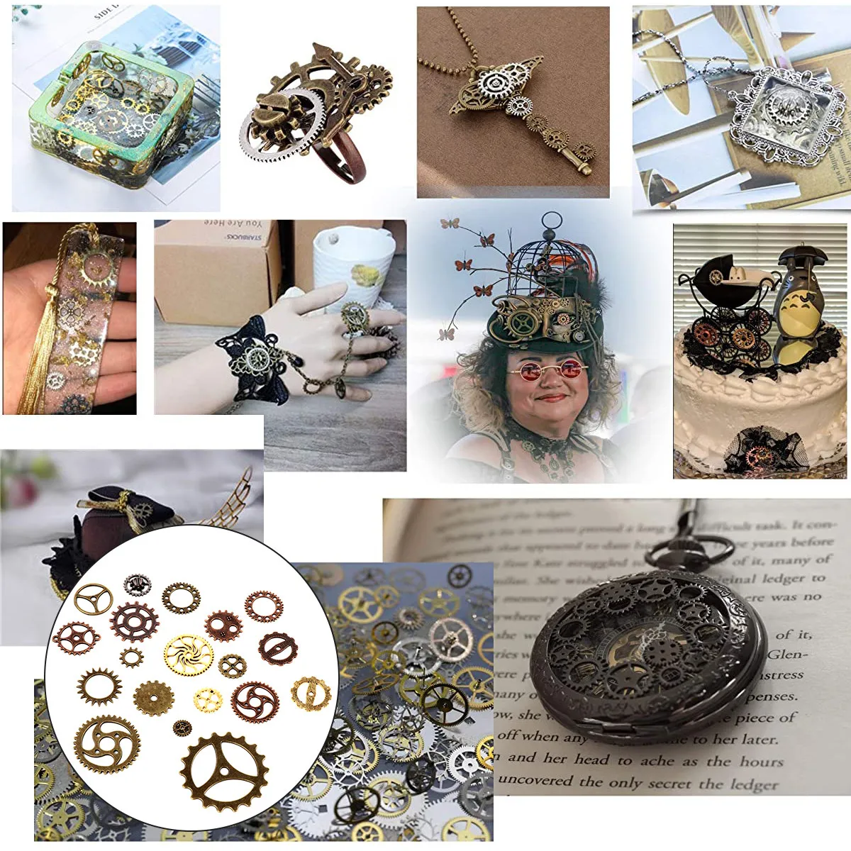 100Pcs Retro Gear Accessories Vintage Metal Alloy Steampunk Necklace Pendants Wedding Escort Cards Scrapbooking Jewelry Making