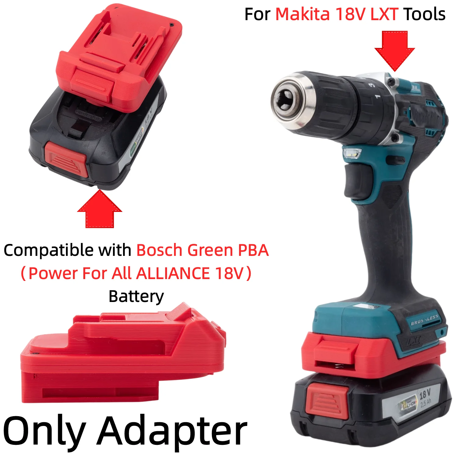 Battery Adapter for Bosch PBA Power for All ALLIANCE 18V Battery To Makita 18V LXT Cordless Drill Impact Wrench(Only Adapter)