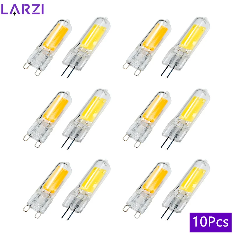 

10Pcs G4 G9 LED Light Bulb 6W 9W Bombilla Led Glass COB Lamp 220V Candle Lights Replace Halogen for Chandelier Spotlight Lampara