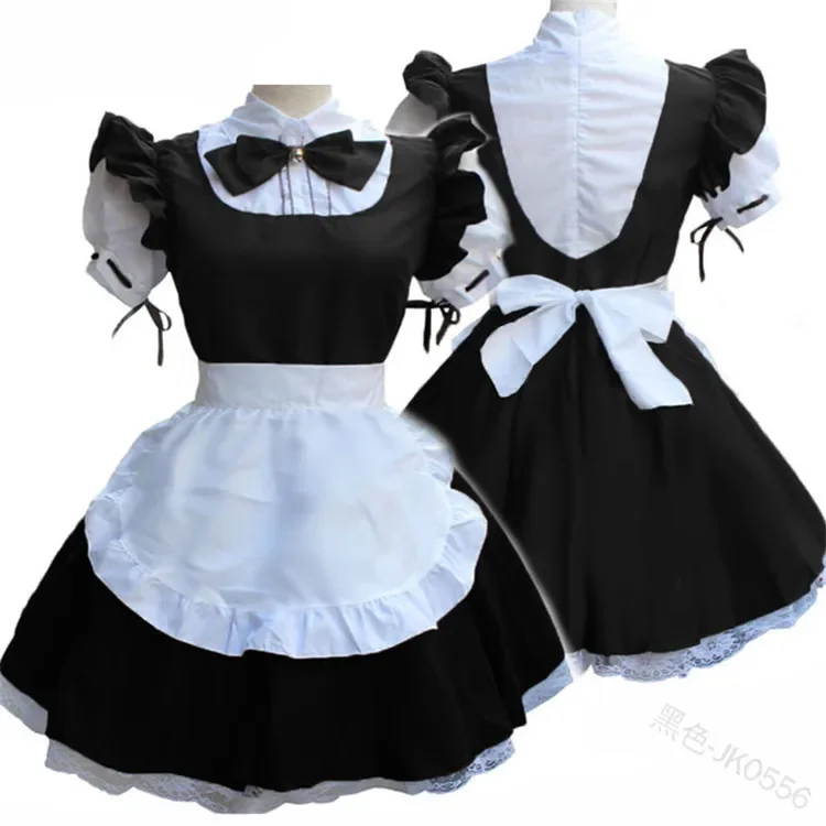 Anime Cosplay Costume For Adult Women Retro Bow Maid Dresses Short Sleeve Stitching Color Dress Plus Size S-4XL