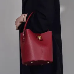 Red Design Large Capacity Bucket Bag Women's Bag New High-quality Bride Wedding Bag Versatile Shoulder Bag