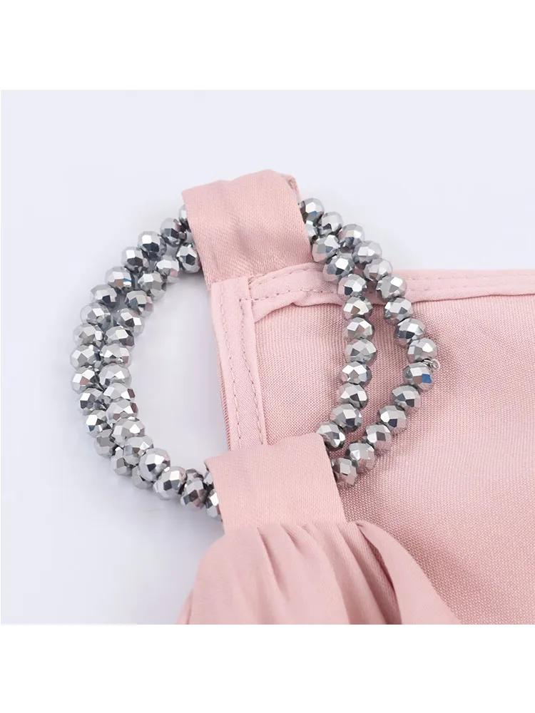 Vrouwen Satijn Halter Top 2025, Vrouwen Nieuwe Mode Mouwloze Rimpel V-hals Metalen Ketting Halter Top Vrouwen Sexy Elegant Vest