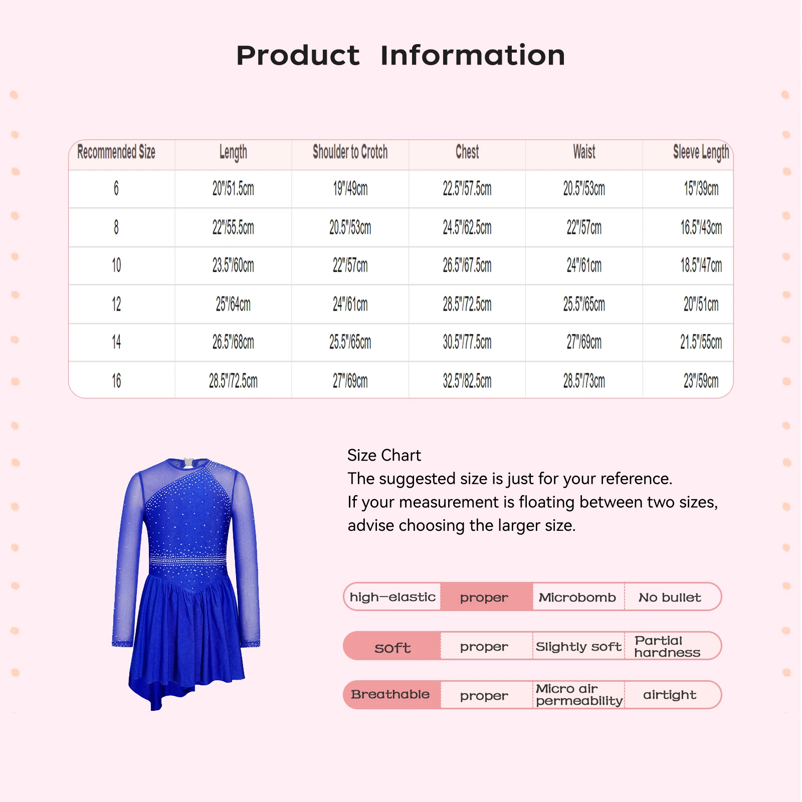 Artistic Figure Skating Performance Peplum Leotard Dresses Kids Girls Acrobatics Gymnastics Rhinestones Ballet Lyrical Dancewear - view 4