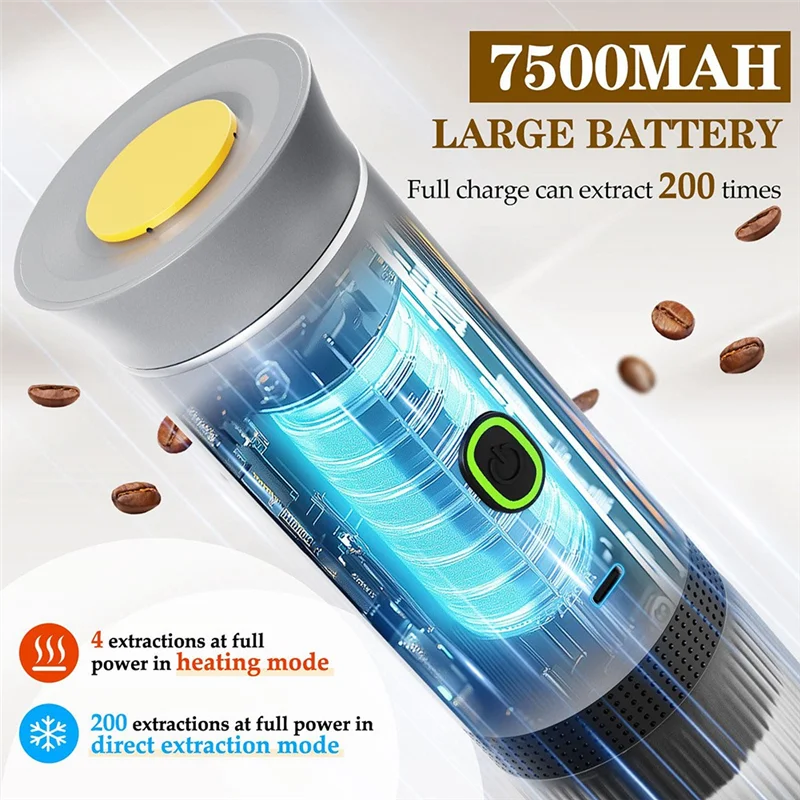 

ABUS-3-In-1 Portable Espresso Machine Rechargeable Self-Heating Car Coffee Machine Small Espresso Maker