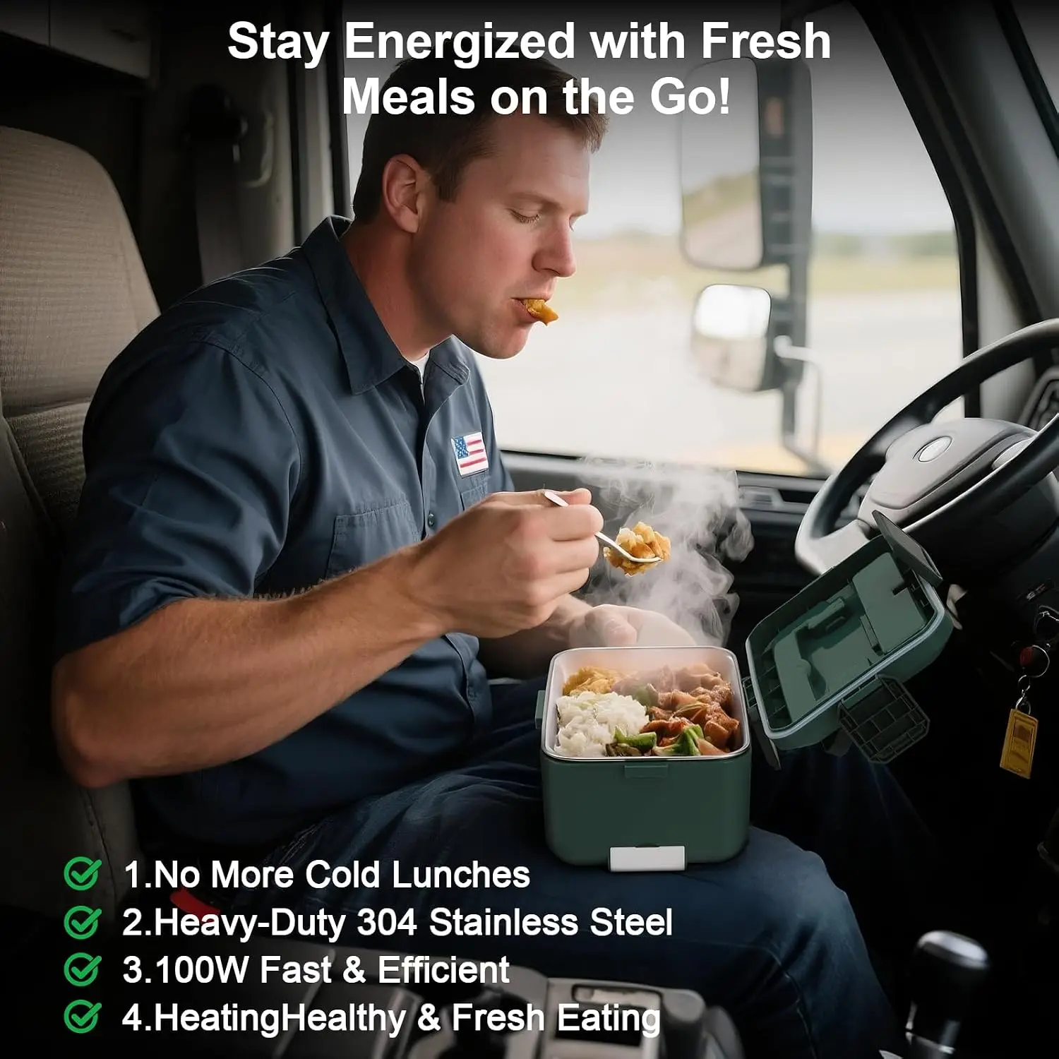 Electric Lunch Box 3.5L, 100W，3 In1 Food Warmer For Car/Truck/Work/Home/Men | 2.5L+1L Dual-layer, PTC Constant-temperature Heati