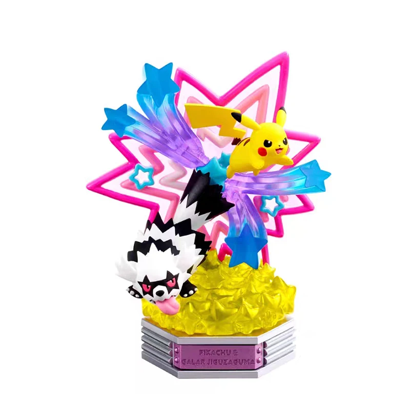 مجموعة ألعاب أصلية من Re-Ment Pokémon NEON PARTY Pikachu & Galar Jiguzaguma Mew Strinder Bracky Gangar Gothimiru & Mibrim هدية ألعاب أصلية #6