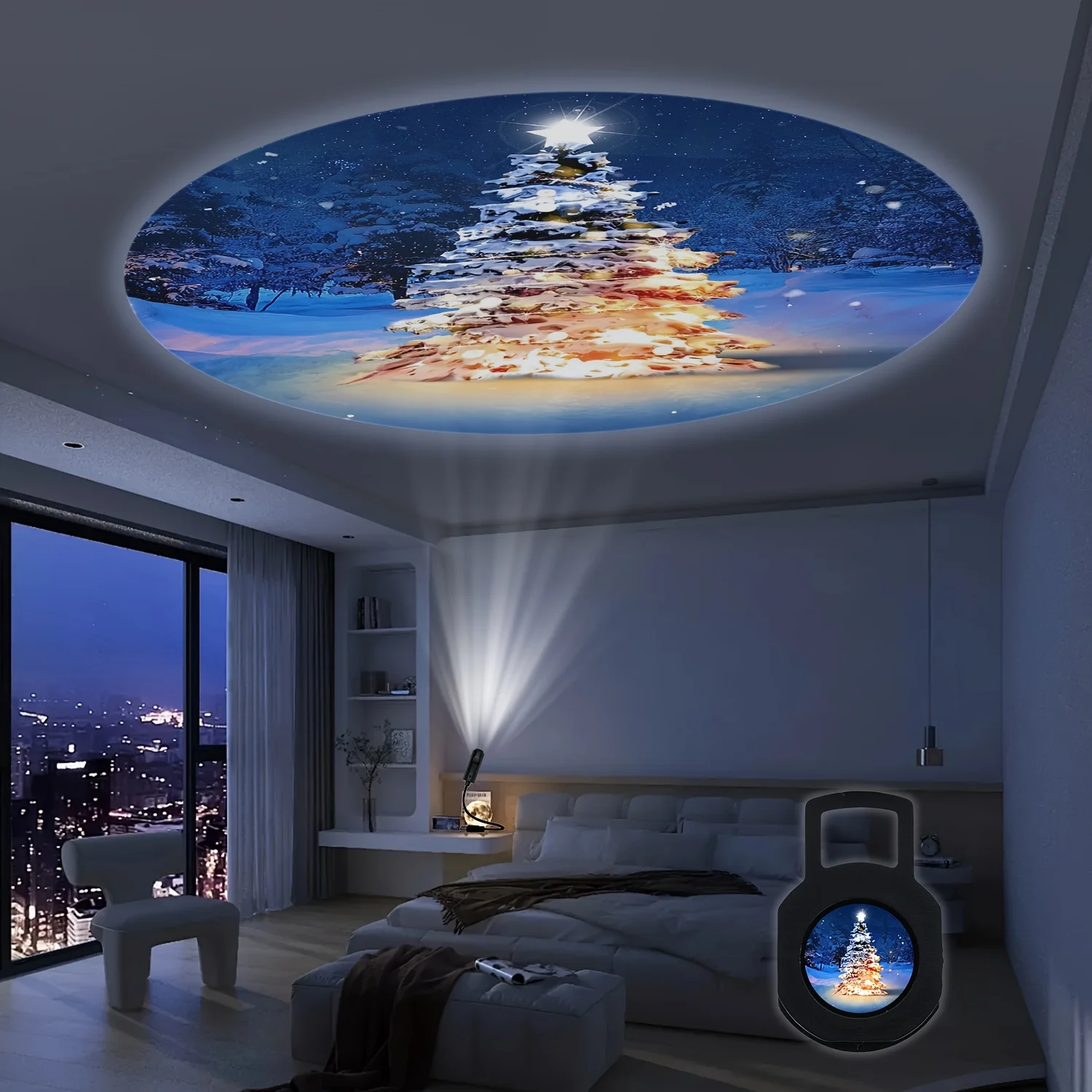LED Decorative Projection Light, Christmas Pattern, Indoor Lighting Atmosphere Light, USB Installation Free Night Light
