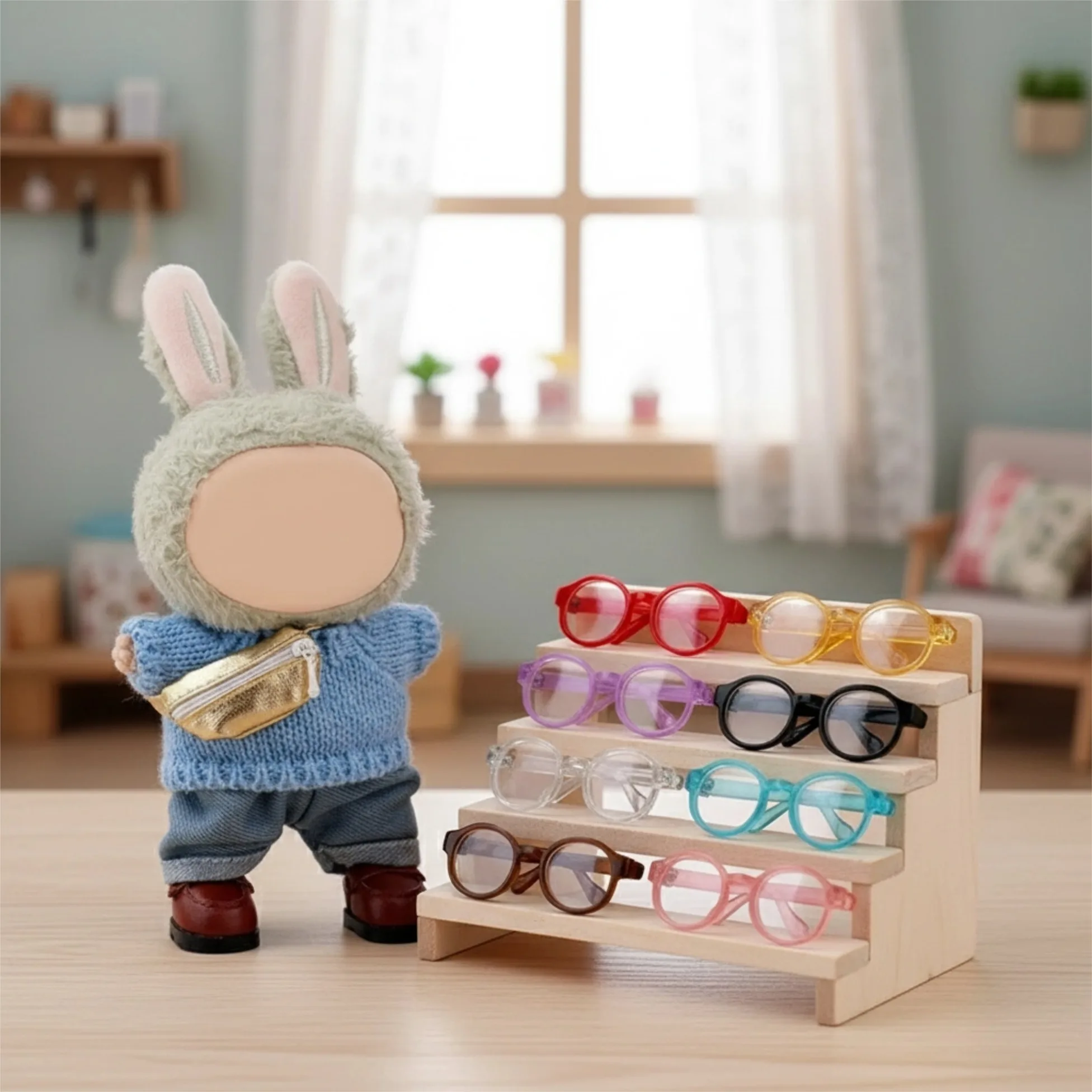 For 15-17cm Doll Accessories, 6.5cm Glasses, Candy Molored Macaron Colored Cute Artistic Glasses, Children's Gift，For Labubu