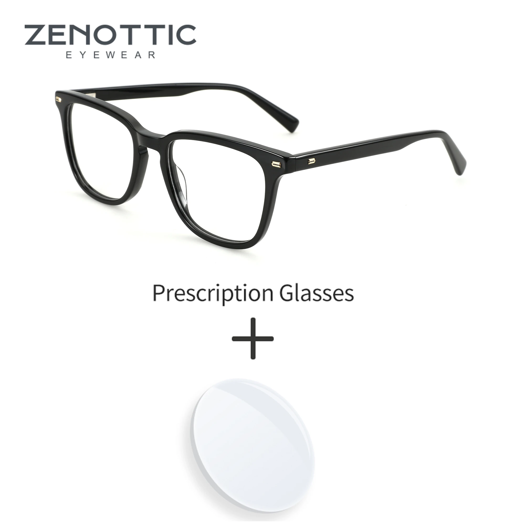 

ZENOTTIC Fashion Acetate Prescription Eyewear Men Rectangular Optical Glasses Myopia hyperopia progressive anti-blue light