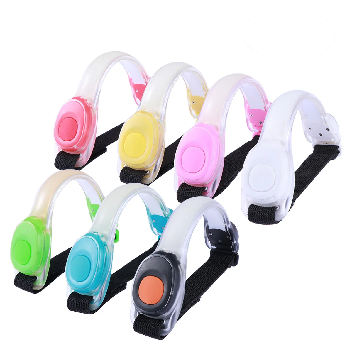 7 Pcs LED Light Armband Reflective Adjustable Silicone Running Belt High Visibility in the Dark for Running Jogging Cycling Camp