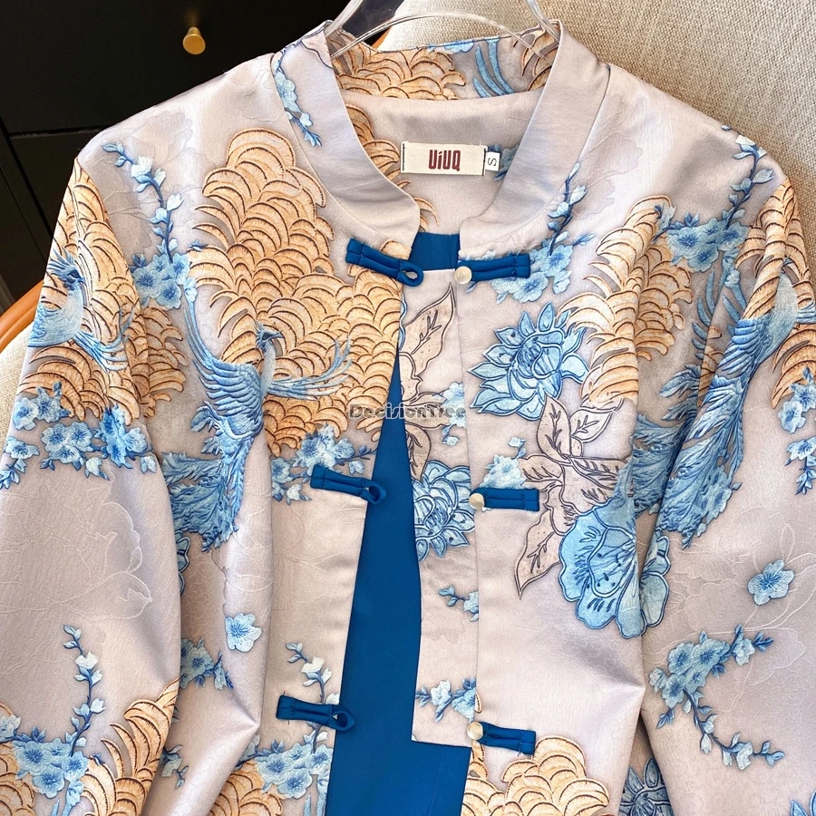 سترة بدلة تانغ مطبوعة على الطراز الصيني الجديد لعام 2025 ذات ياقة ثابتة تقليدية محسنة وأكمام طويلة ومطبوعة بتصميم عتيق t001 #5