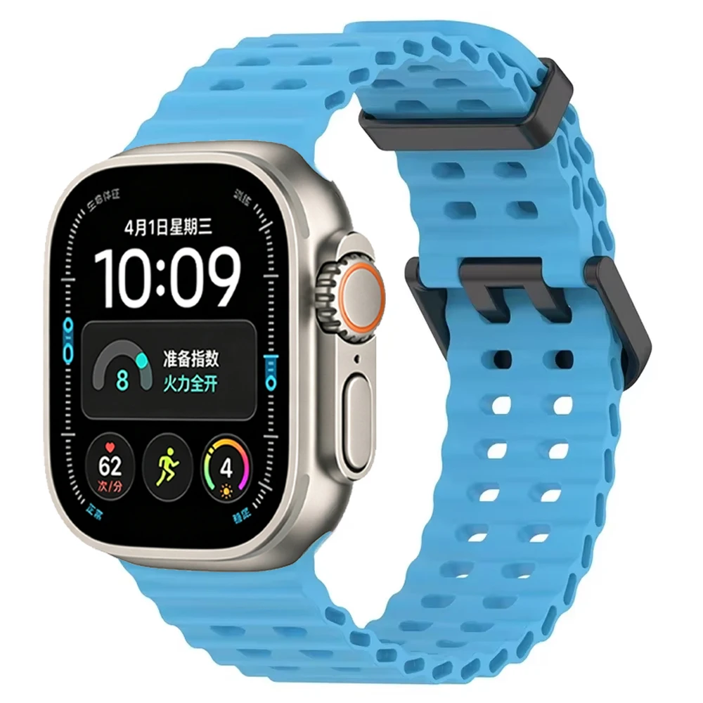 Ocean Silikonarmband für Apple Watch Band Ultra 4/3/2/1 49mm Serie 12 11 10 46mm Komfortables Armband IWatch 9 8 7 6 5 4 SE 45/44mm – Detail 17