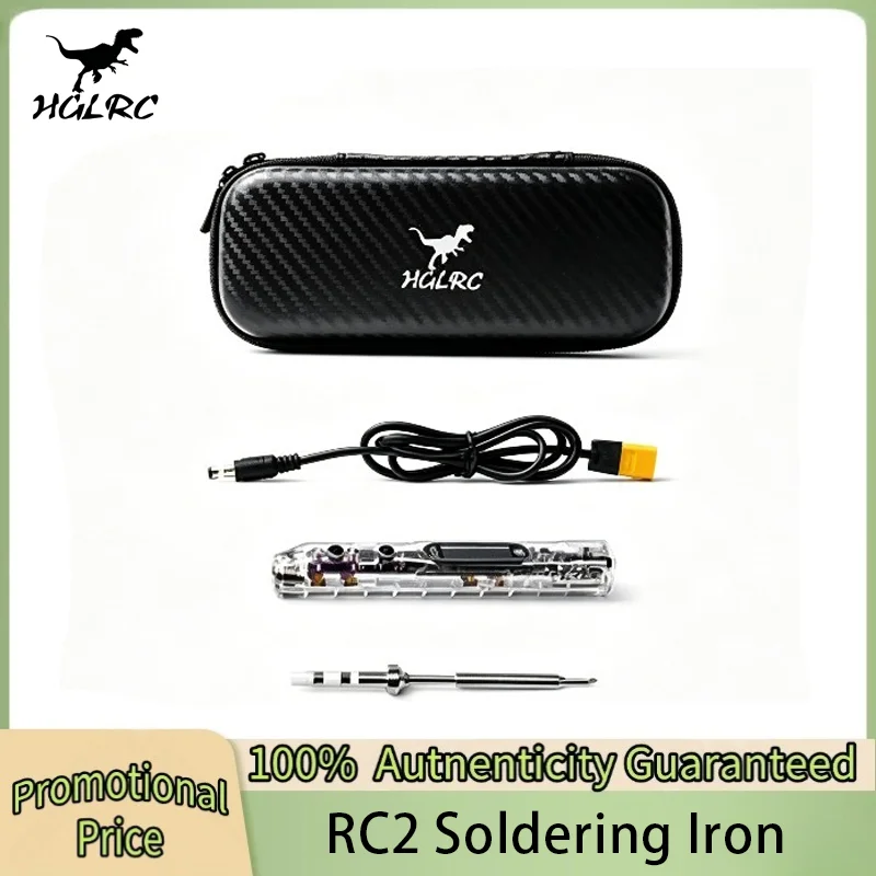HGLRC RC2 Soldering Iron OLED HD Display Smart Constant Temperature Compatible with TS / T12 Soldering Lron Tips for FPV Drone