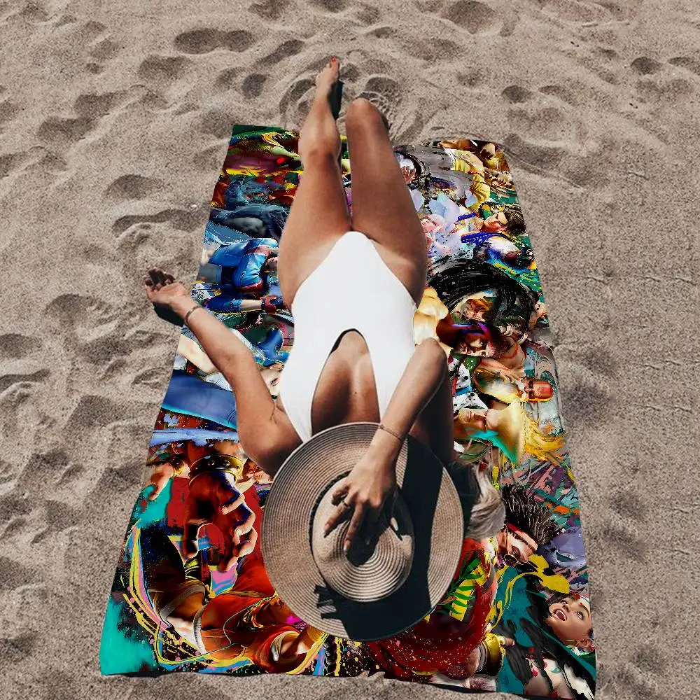 S-Street F-Fighter Game Microfiber Printed Beach Towel Mountain Climbing Yoga Beach Swimming Running Absorbent Soft Towel