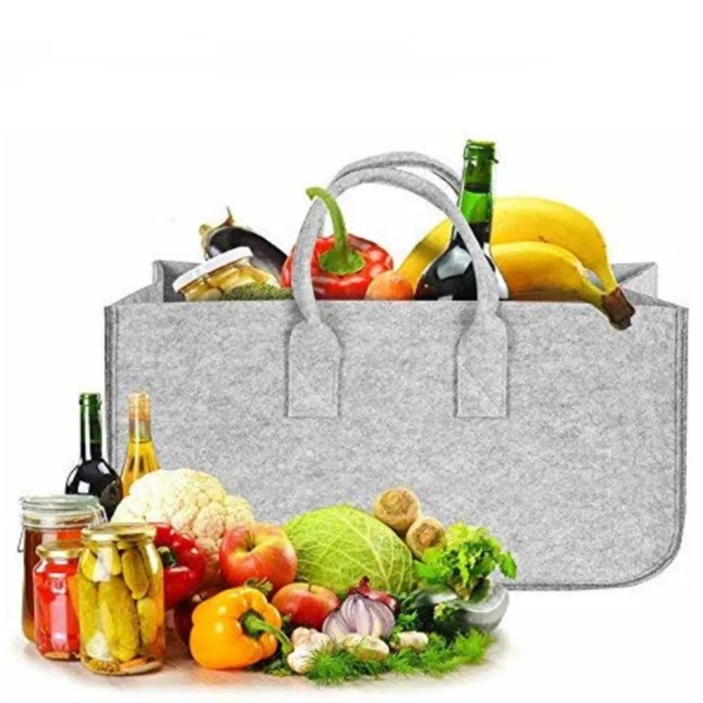 Felt Storage Bag Fireplace Wood Organizer Bags Shopping Basket Magazine Rack Firewood Pocket Home Storage Bags Holder