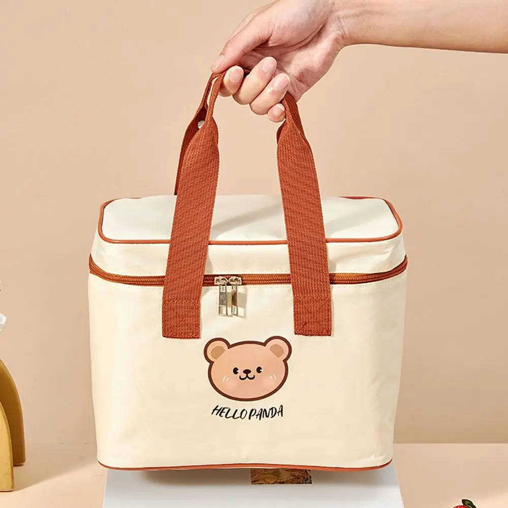Niedliche Tragbare Isolierte Lunchbox Große Kapazität Süße Bären-Kühltasche Wasserdichte Thermische Lebensmittelbehälter-Tasche für Schüler und Erwachsene