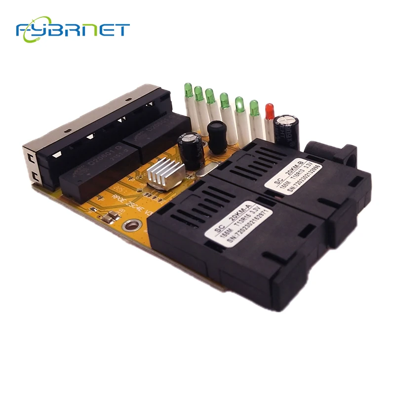 2/10Pcs Switch Reverse POE MINI 2Fiber 4RJ45 Fiber Optical Media Converter PCBA Fiber Optical UTP Port 10/100M PCBA Board