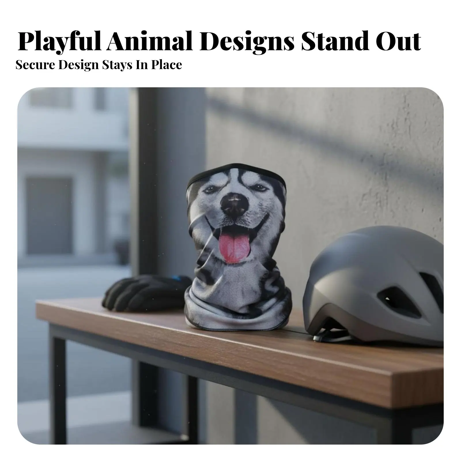 

Novelty Creature Face Cover Windproof Dimensional Creature Neck Gaiter Hanging Ear Face Scarf Multi-Functional Wear for Cycling