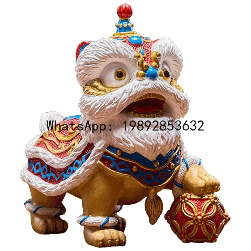 X5-8  Lion Dance Figurines Pair High-end National Trend Creative Entrance Decorations Chinese Style High-end Feel
