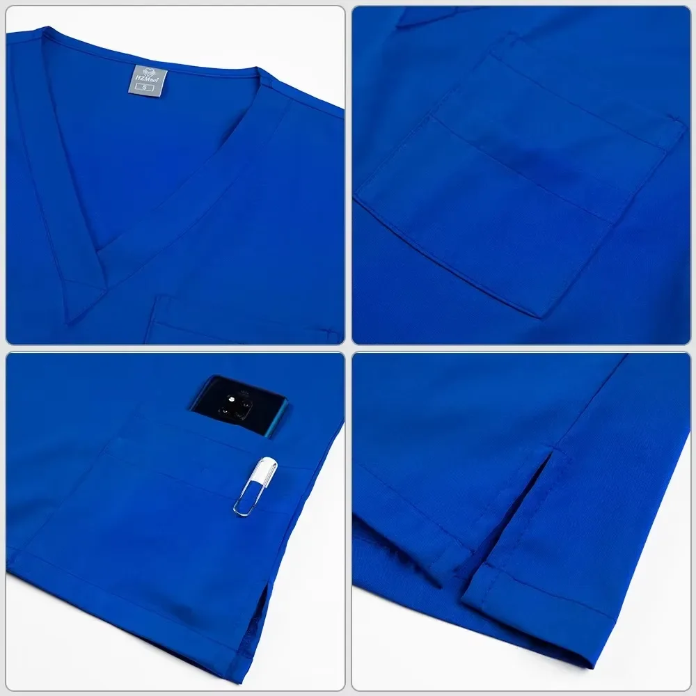 Pakaian Kerja Perawat Dokter Scrub Uniseks Gaun Bedah Bersirkulasi Elastis Set Celana Atasan Perawatan Gigi Estetika Medis