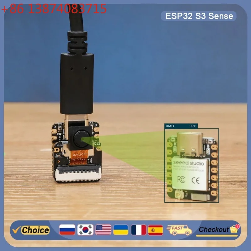 Seeed XIAO ESP32-S3 Sense WiFi/BLE 5.0 Development Board with Camera, Mic, USB-C for Arduino IoT, Edge AI, Smart Home, Robotics