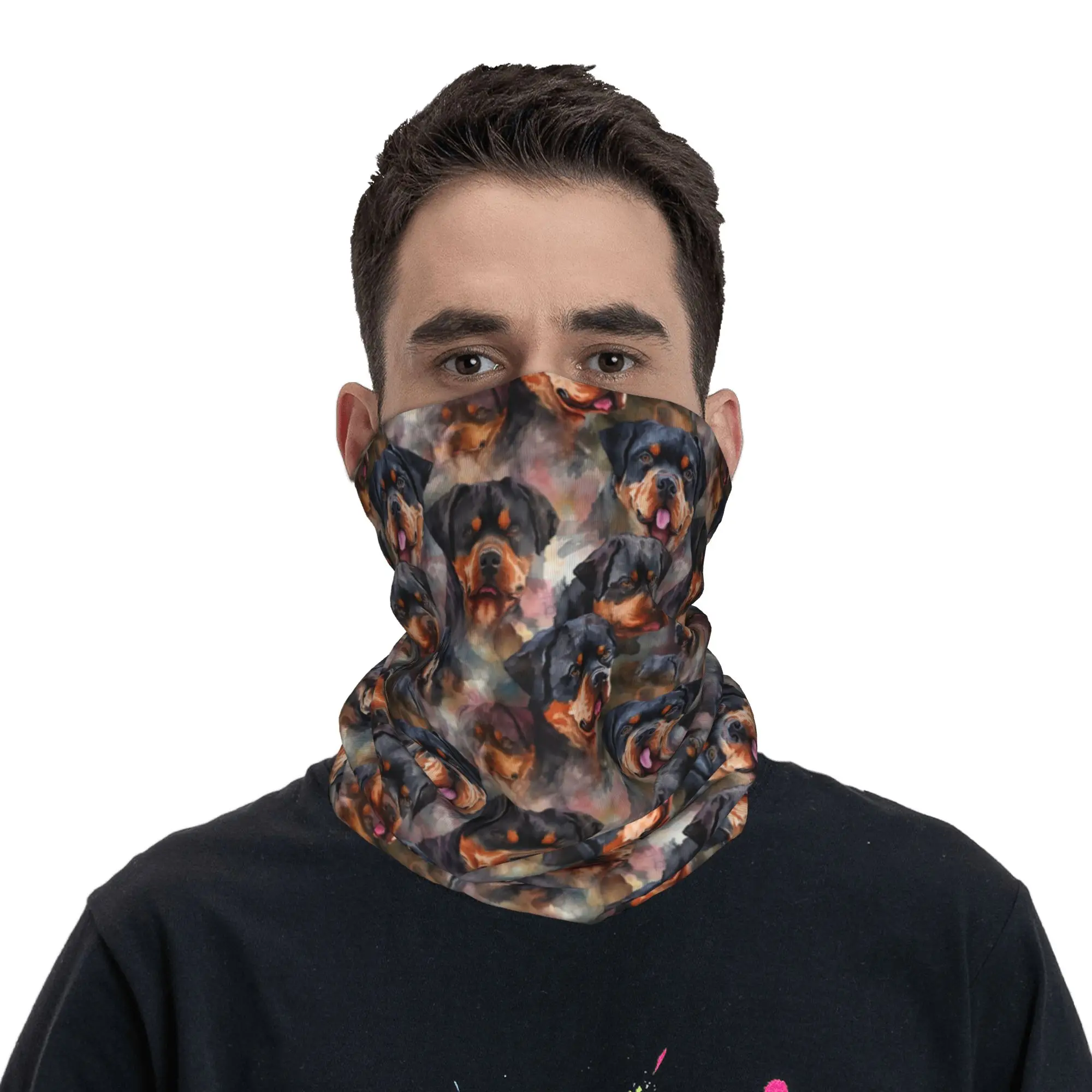 ผ้าพันคอโรตไวเลอร์สำหรับฤดูหนาว ผ้าคลุมหน้ากันลมสำหรับผู้ชาย ผ้าพันคอสำหรับเล่นสกี ผ้าคาดศีรษะ