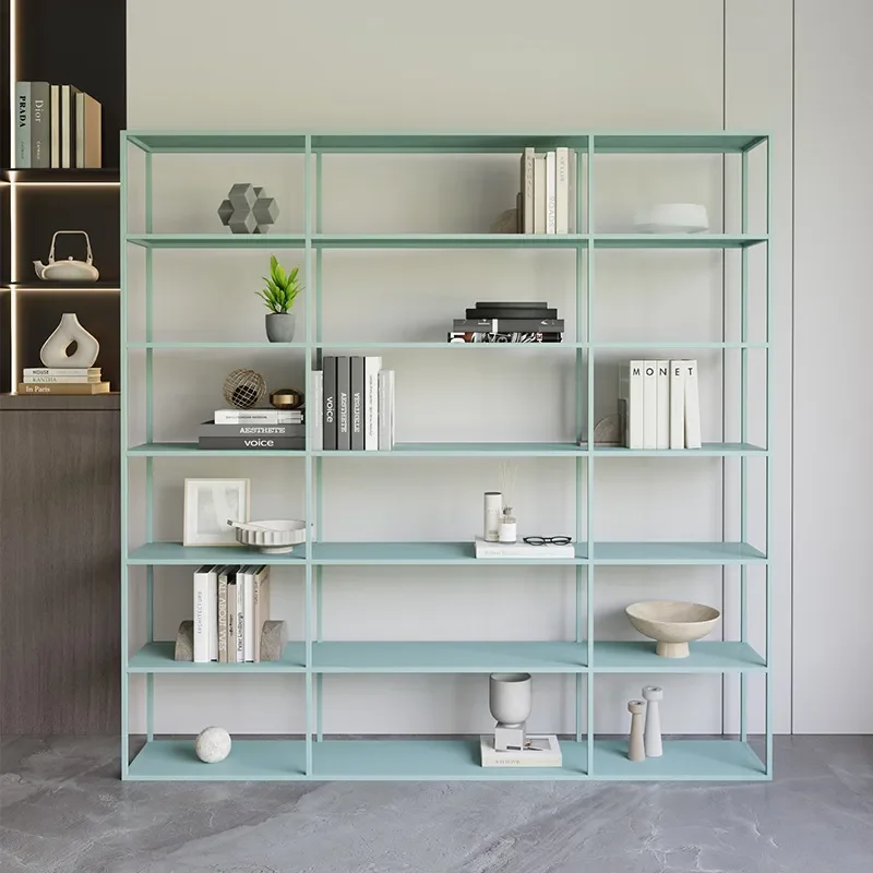 Modern Simple Wrought Iron Floor to Ceiling Bookshelf Wall Mounted Multi Layer Storage Rack for Living Room Office Items
