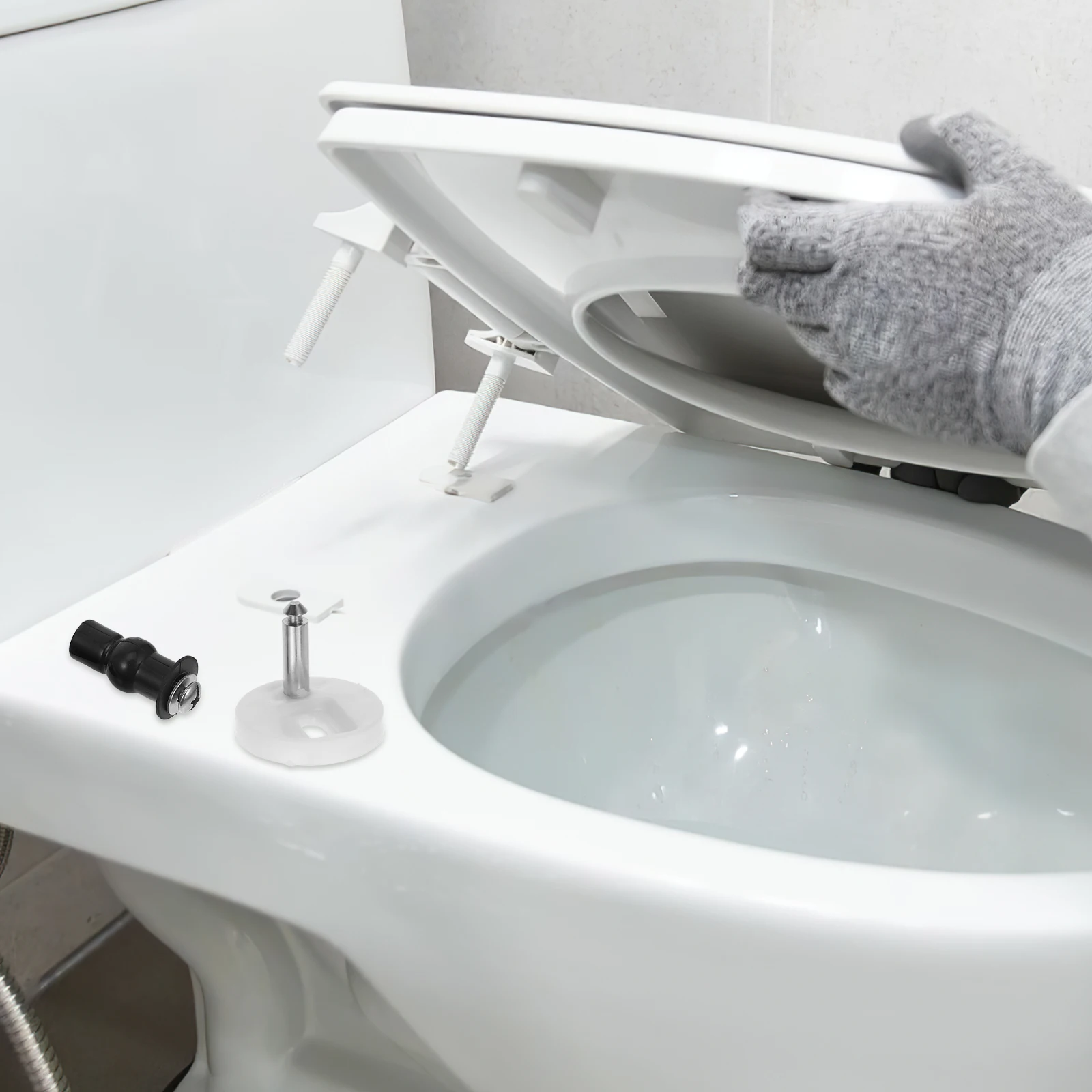 

2pcs Toilet Seat Fixing Screws Bolts Hinge Quick Release Nuts Replacement Universal Compatibility Durable Secure Fits Mats